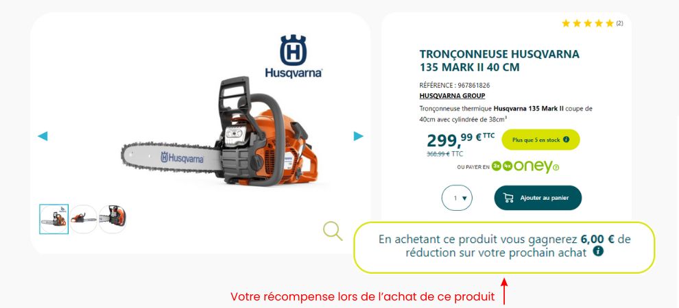 Récompense Webmotoculture achat produit